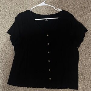 a.n.a Black Button-Down Women's Shirt